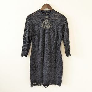 Black Lace Dress with Keyhole Back
